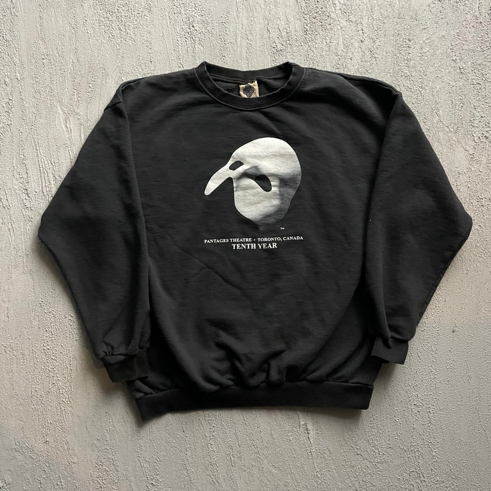 Vintage Phantom of the Opera Mask Sweatshirt Men XL Black 90s Pantages Theatre
